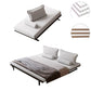 White Armless Sofa Bed Buttonless Modern Sleeper Sofa with Black Metal Base