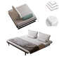 White Armless Sofa Bed Buttonless Modern Sleeper Sofa with Black Metal Base