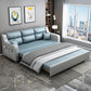Blue Convertible Sofa Bed Sewn Pillow Back Sofa with Storage
