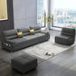39"H Scandinavian Futon Sofa Bed Folding Gray Leather Futon Sleeper Sofa