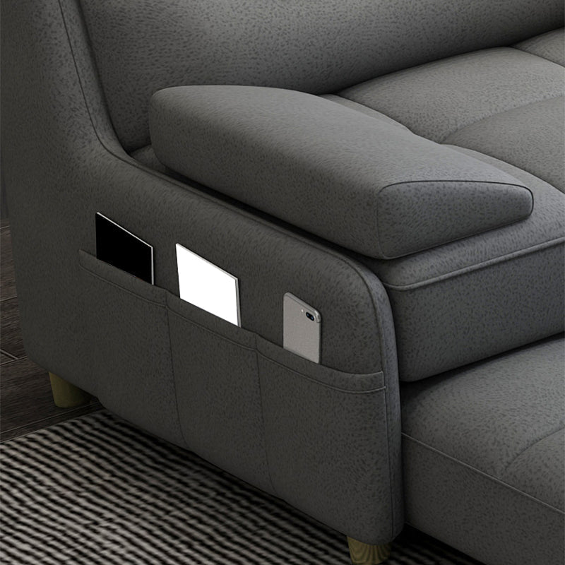 39"H Scandinavian Futon Sofa Bed Folding Gray Leather Futon Sleeper Sofa