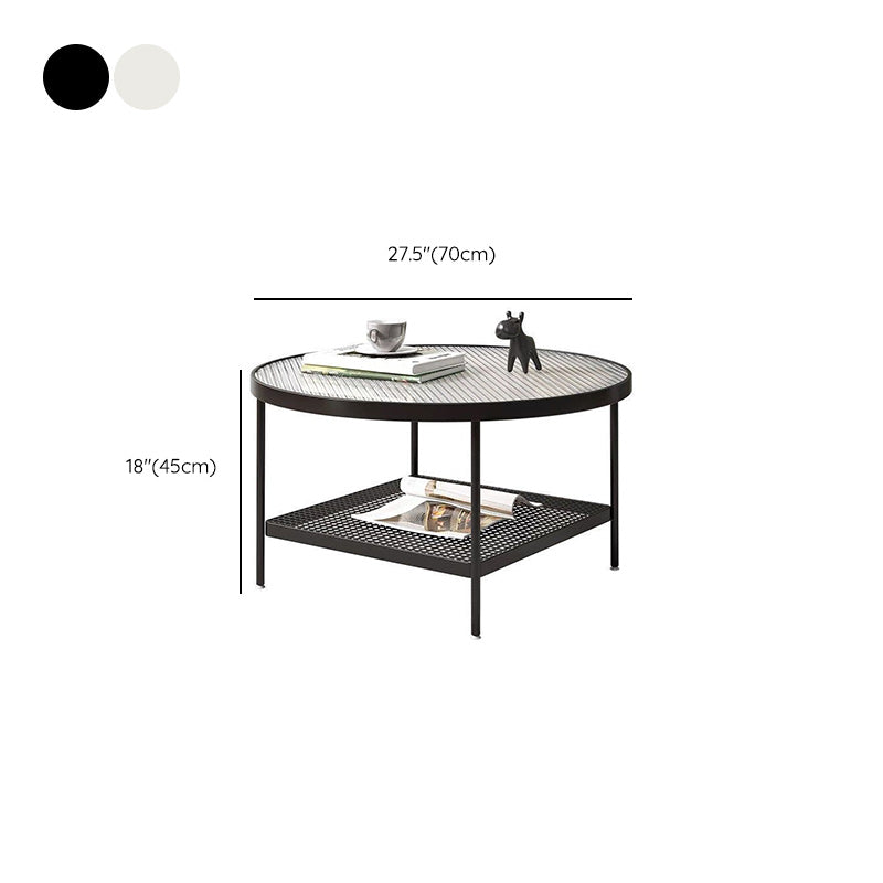 Glass Round Contemporary Coffee Table 4 Legs Coffee Table with Storage Clearhalo 'Coffee & Accent Tables' 'Coffee Tables' 'coffee_tables' 'furn' 'furn_coffee_tables' 'Furniture' 'Living Room Furniture' 6552193