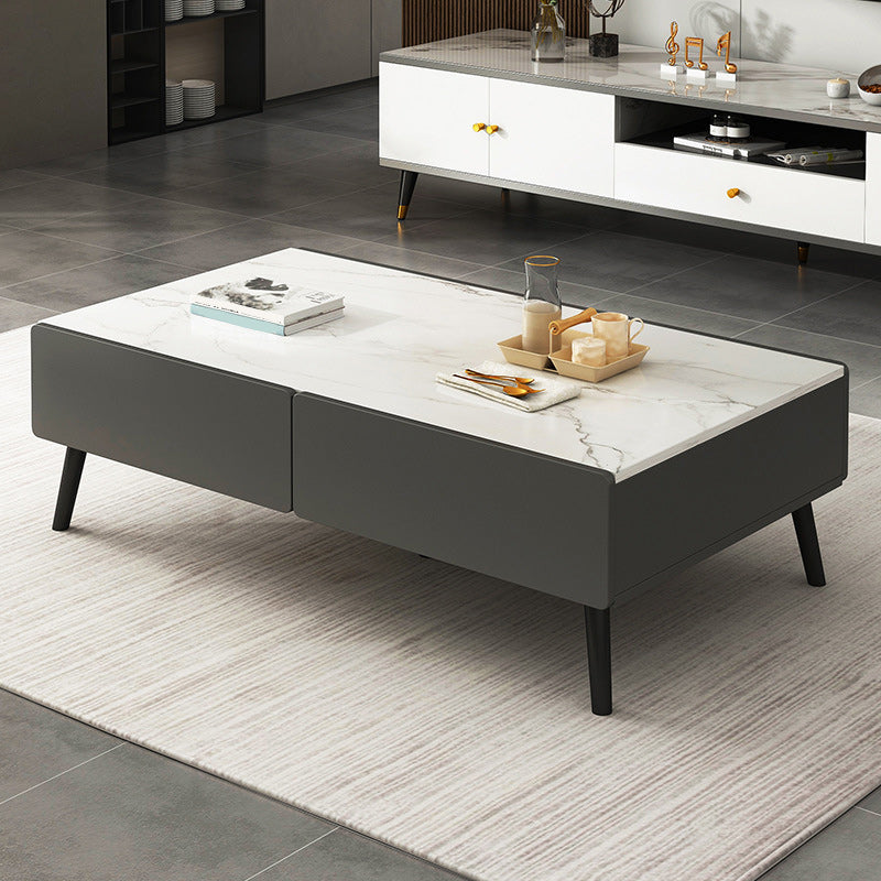 Stone Rectangle Contemporary Coffee Table 4 Legs Coffee Table Clearhalo 'Coffee & Accent Tables' 'Coffee Tables' 'coffee_tables' 'furn' 'furn_coffee_tables' 'Furniture' 'Living Room Furniture' 6552195