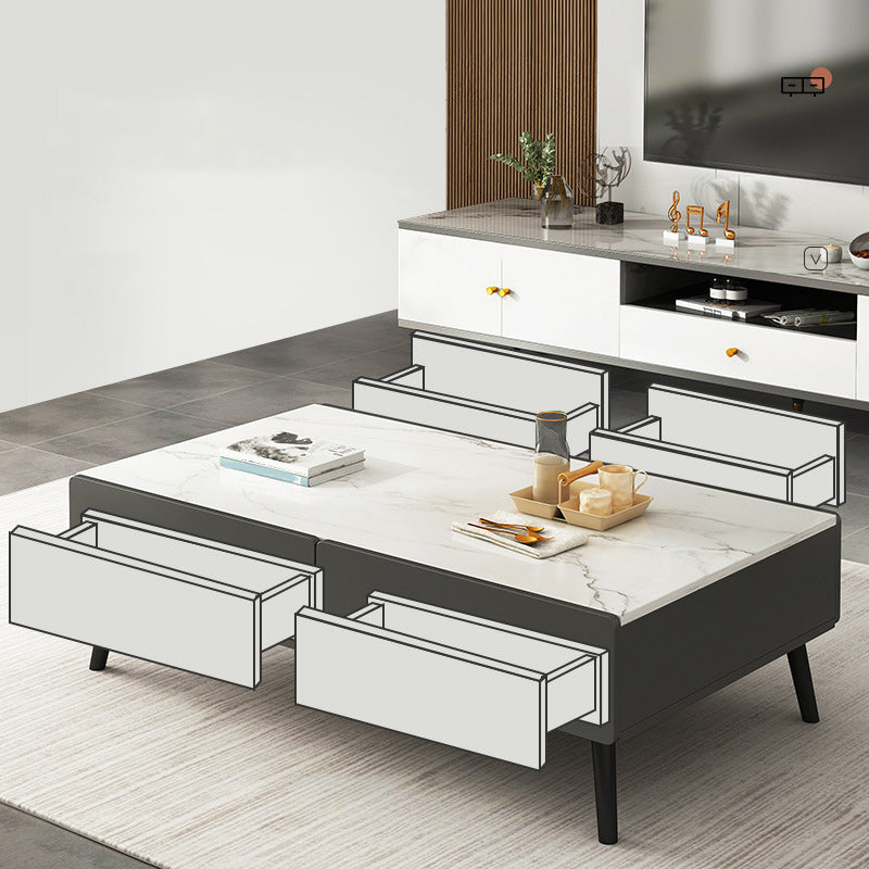 Stone Rectangle Contemporary Coffee Table 4 Legs Coffee Table Clearhalo 'Coffee & Accent Tables' 'Coffee Tables' 'coffee_tables' 'furn' 'furn_coffee_tables' 'Furniture' 'Living Room Furniture' 6552200