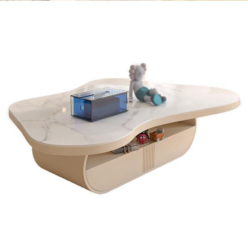 Stone Geometric Contemporary Coffee Table Single Cocktail Table with Storage Drawers Clearhalo 'Coffee & Accent Tables' 'Coffee Tables' 'coffee_tables' 'furn' 'furn_coffee_tables' 'Furniture' 'Living Room Furniture' 6552213