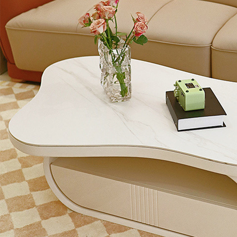 Stone Geometric Contemporary Coffee Table Single Cocktail Table with Storage Drawers Clearhalo 'Coffee & Accent Tables' 'Coffee Tables' 'coffee_tables' 'furn' 'furn_coffee_tables' 'Furniture' 'Living Room Furniture' 6552214