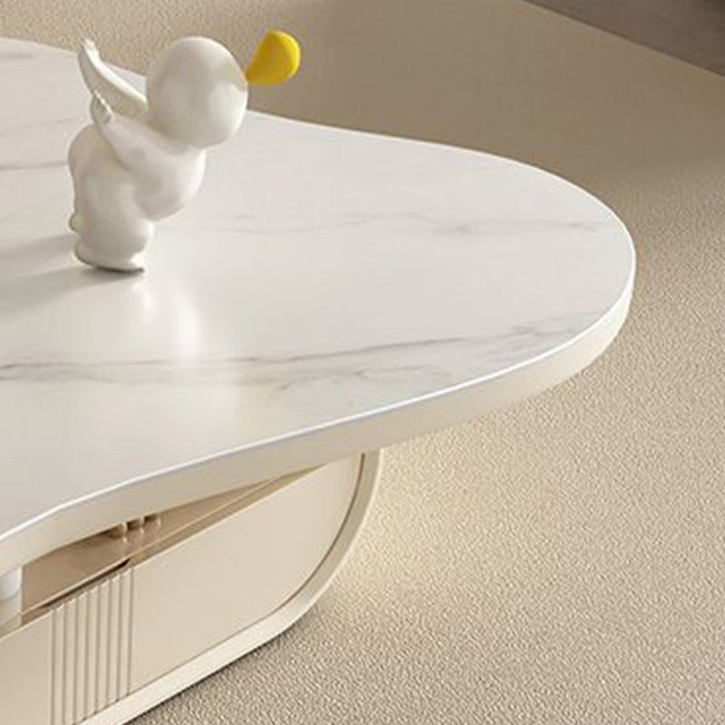 Stone Geometric Contemporary Coffee Table Single Cocktail Table with Storage Drawers Clearhalo 'Coffee & Accent Tables' 'Coffee Tables' 'coffee_tables' 'furn' 'furn_coffee_tables' 'Furniture' 'Living Room Furniture' 6552215