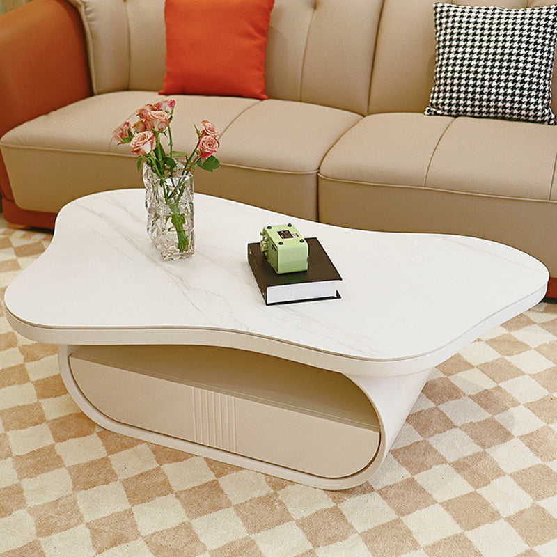 Stone Geometric Contemporary Coffee Table Single Cocktail Table with Storage Drawers Clearhalo 'Coffee & Accent Tables' 'Coffee Tables' 'coffee_tables' 'furn' 'furn_coffee_tables' 'Furniture' 'Living Room Furniture' 6552217