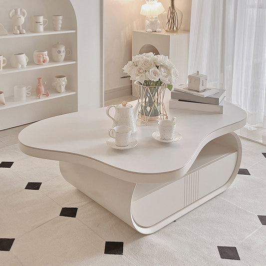 Stone Geometric Contemporary Coffee Table Single Cocktail Table with Storage Drawers Clearhalo 'Coffee & Accent Tables' 'Coffee Tables' 'coffee_tables' 'furn' 'furn_coffee_tables' 'Furniture' 'Living Room Furniture' 6552221