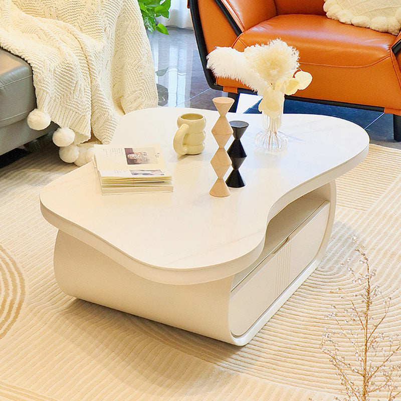 Stone Geometric Contemporary Coffee Table Single Cocktail Table with Storage Drawers Clearhalo 'Coffee & Accent Tables' 'Coffee Tables' 'coffee_tables' 'furn' 'furn_coffee_tables' 'Furniture' 'Living Room Furniture' 6552222