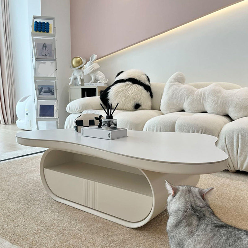 Stone Geometric Contemporary Coffee Table Single Cocktail Table with Storage Drawers Clearhalo 'Coffee & Accent Tables' 'Coffee Tables' 'coffee_tables' 'furn' 'furn_coffee_tables' 'Furniture' 'Living Room Furniture' 6552223