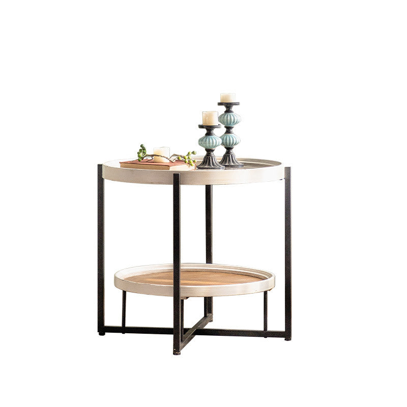 Glass Round Contemporary Coffee Table Cross Legs Single Coffee Table with Storage Round Clearhalo 'Coffee & Accent Tables' 'Coffee Tables' 'coffee_tables' 'furn' 'furn_coffee_tables' 'Furniture' 'Living Room Furniture' 6552261
