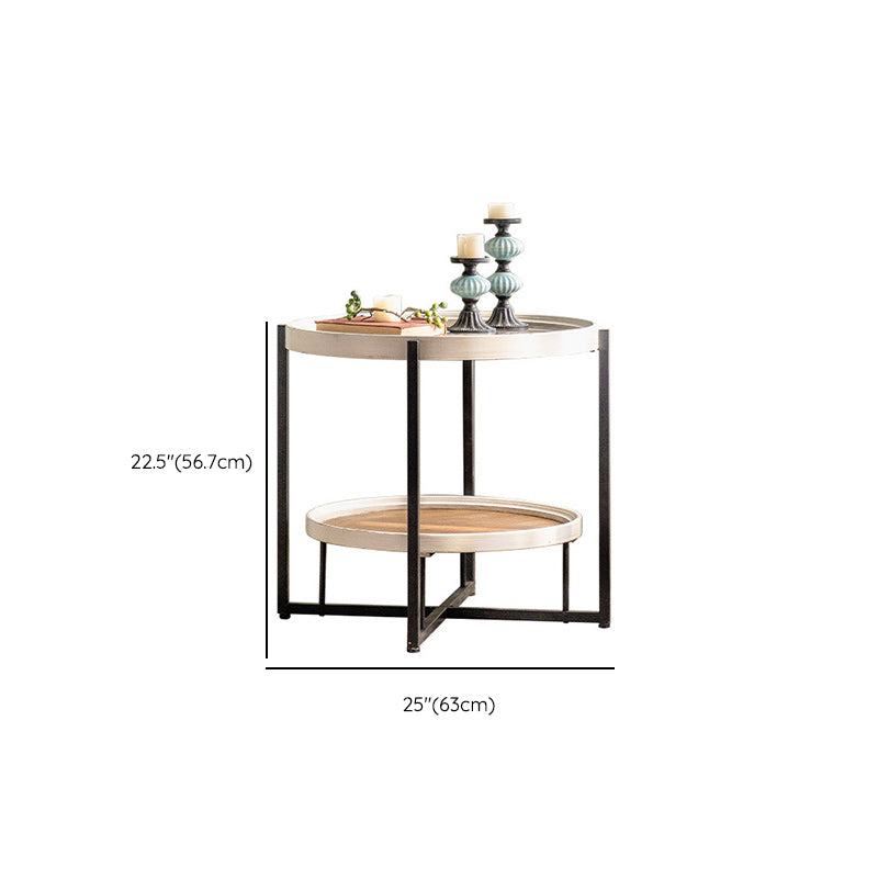 Glass Round Contemporary Coffee Table Cross Legs Single Coffee Table with Storage Clearhalo 'Coffee & Accent Tables' 'Coffee Tables' 'coffee_tables' 'furn' 'furn_coffee_tables' 'Furniture' 'Living Room Furniture' 6552266