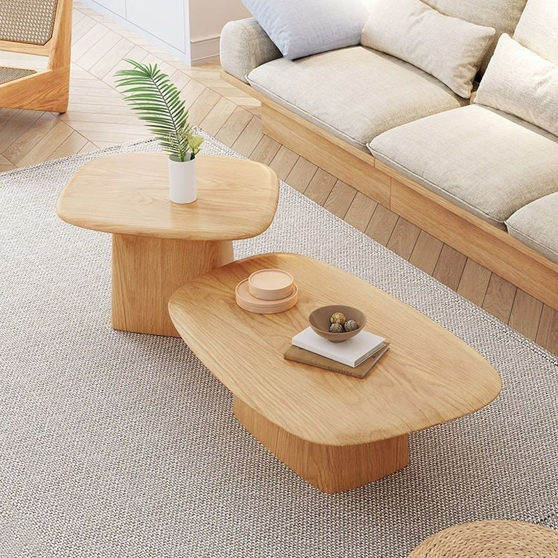 Modern Pedestal Cocktail Table Natural Color Coffee Table Set Clearhalo 'Coffee & Accent Tables' 'Coffee Tables' 'coffee_tables' 'furn' 'furn_coffee_tables' 'Furniture' 'Living Room Furniture' 6552284