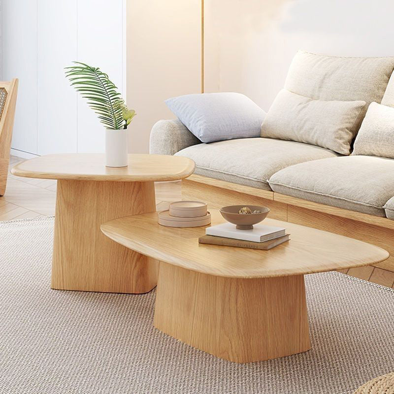 Modern Pedestal Cocktail Table Natural Color Coffee Table Set Clearhalo 'Coffee & Accent Tables' 'Coffee Tables' 'coffee_tables' 'furn' 'furn_coffee_tables' 'Furniture' 'Living Room Furniture' 6552287