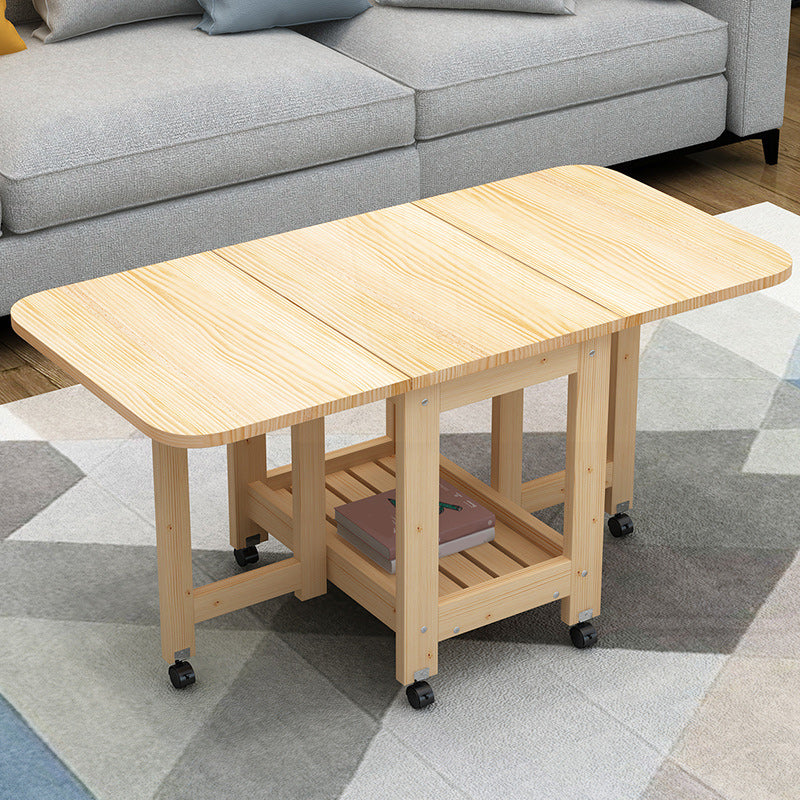 Contemporary Natural Rectangle Coffee Table Single Folding Cocktail Table Clearhalo 'Coffee & Accent Tables' 'Coffee Tables' 'coffee_tables' 'furn' 'furn_coffee_tables' 'Furniture' 'Living Room Furniture' 6552301