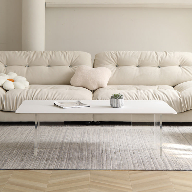 Contemporary White Stone Coffee Table Rectangle Single Cocktail Table