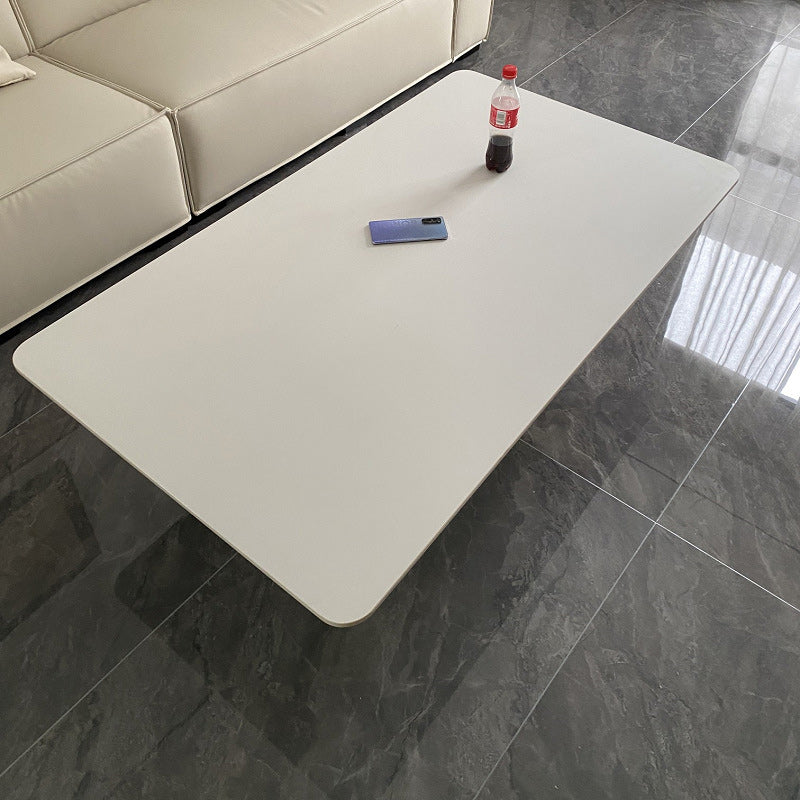 Contemporary White Stone Coffee Table Rectangle Single Cocktail Table