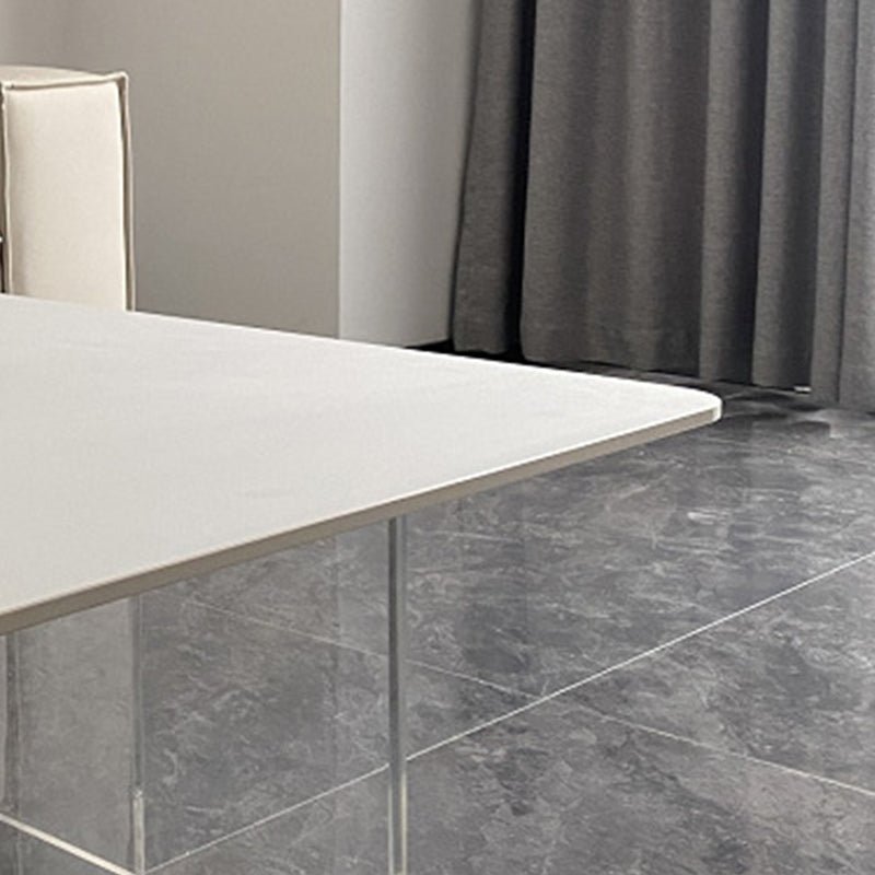 Contemporary White Stone Coffee Table Rectangle Single Cocktail Table