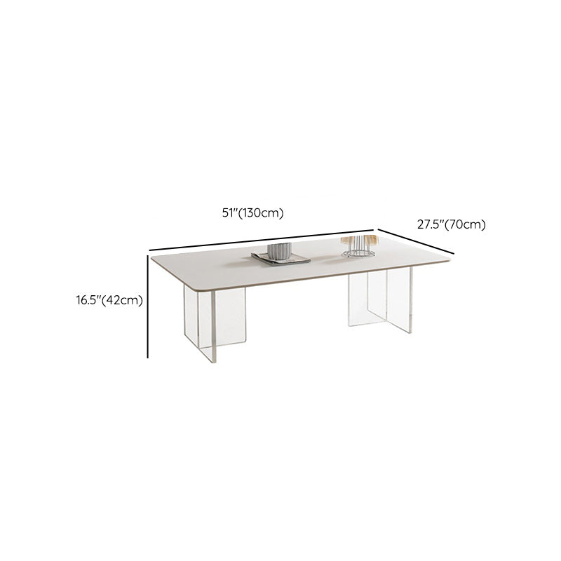 Contemporary White Stone Coffee Table Rectangle Single Cocktail Table