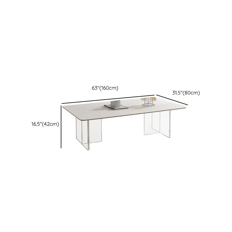 Contemporary White Stone Coffee Table Rectangle Single Cocktail Table