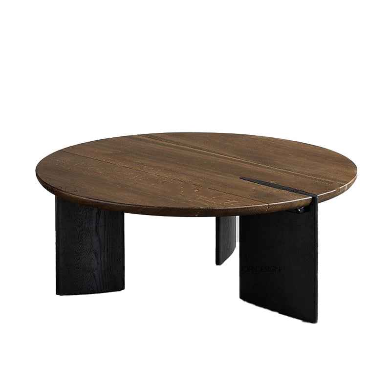Contemporary Solid Wood Coffee Table Single Round Cocktail Table
