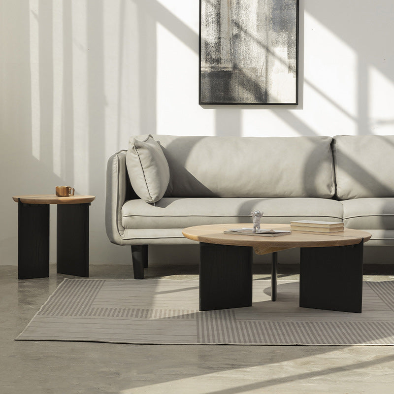 Contemporary Solid Wood Coffee Table Single Round Cocktail Table
