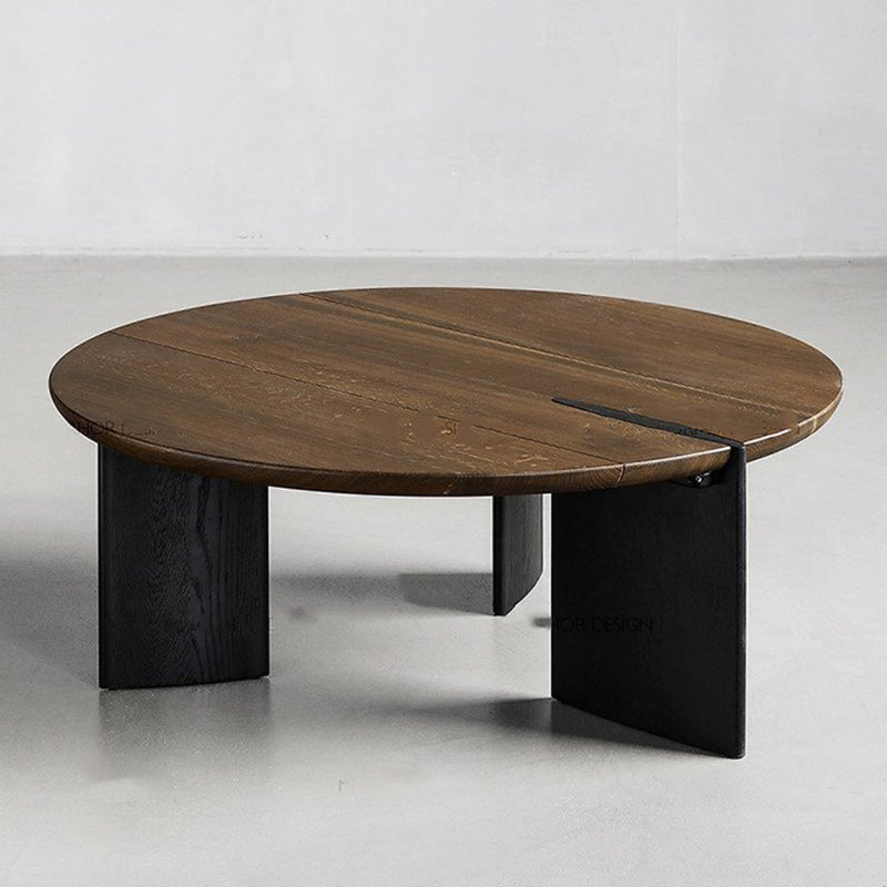 Contemporary Solid Wood Coffee Table Single Round Cocktail Table