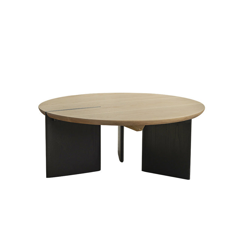 Contemporary Solid Wood Coffee Table Single Round Cocktail Table