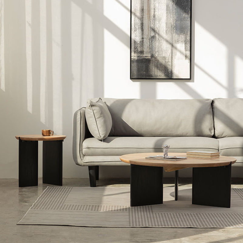 Contemporary Solid Wood Coffee Table Single Round Cocktail Table