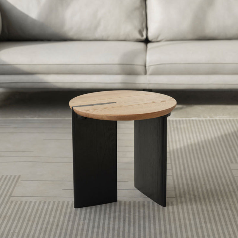 Contemporary Solid Wood Coffee Table Single Round Cocktail Table