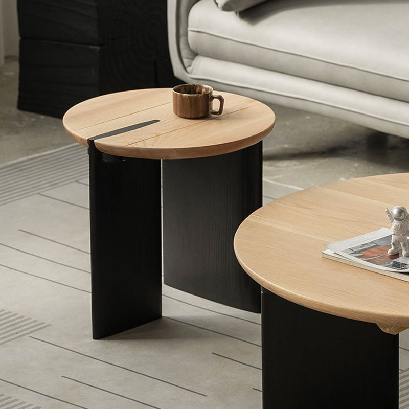Contemporary Solid Wood Coffee Table Single Round Cocktail Table