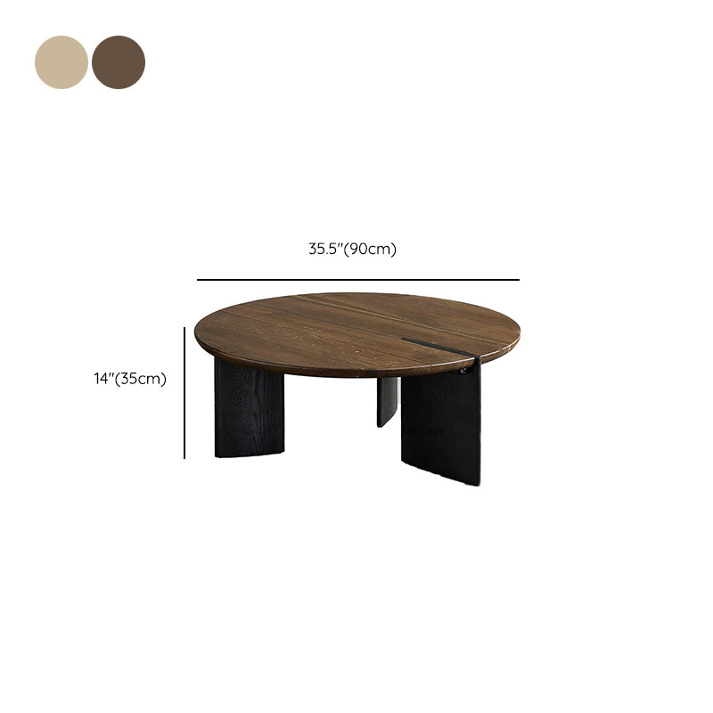 Contemporary Solid Wood Coffee Table Single Round Cocktail Table