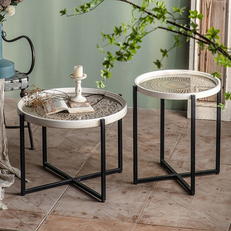 Contemporary Cross Legs Coffee Table 27.5" Long Round Cocktail Table Clearhalo 'Coffee & Accent Tables' 'Coffee Tables' 'coffee_tables' 'furn' 'furn_coffee_tables' 'Furniture' 'Living Room Furniture' 6552407