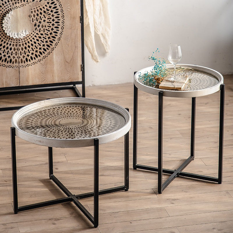 Contemporary Cross Legs Coffee Table 27.5" Long Round Cocktail Table Clearhalo 'Coffee & Accent Tables' 'Coffee Tables' 'coffee_tables' 'furn' 'furn_coffee_tables' 'Furniture' 'Living Room Furniture' 6552409