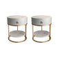 Round Slate Top End Table 22.83" Tall Iron Frame Side Table with Storage Gold White 2 Clearhalo 'Coffee & Accent Tables' 'End & Side Tables' 'end_side_tables' 'furn' 'furn_end_side_tables' 'Furniture' 'Living Room Furniture' 6552483
