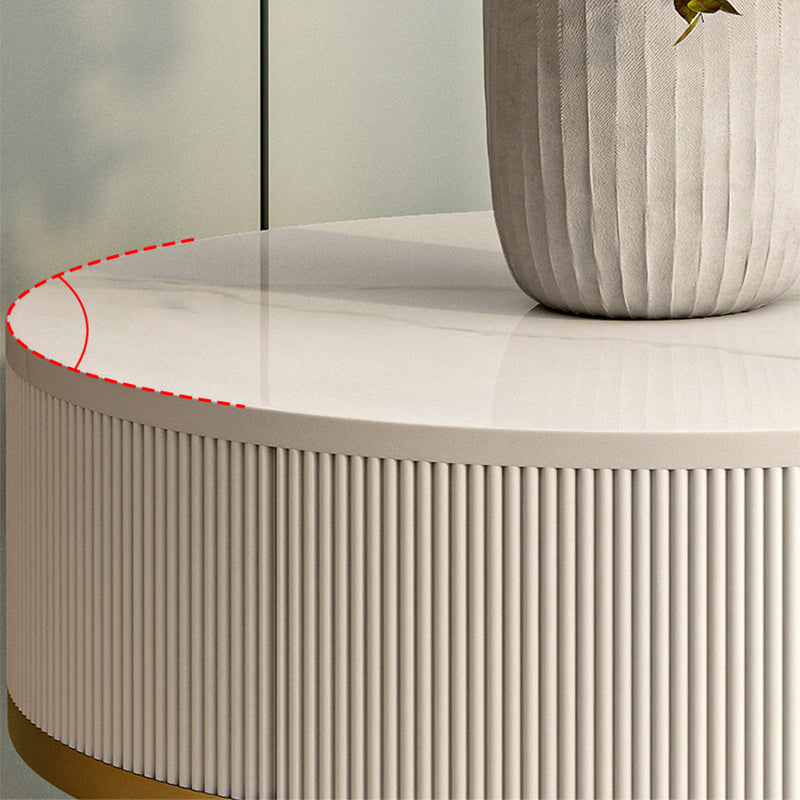 Round Slate Top End Table 22.83" Tall Iron Frame Side Table with Storage Clearhalo 'Coffee & Accent Tables' 'End & Side Tables' 'end_side_tables' 'furn' 'furn_end_side_tables' 'Furniture' 'Living Room Furniture' 6552486