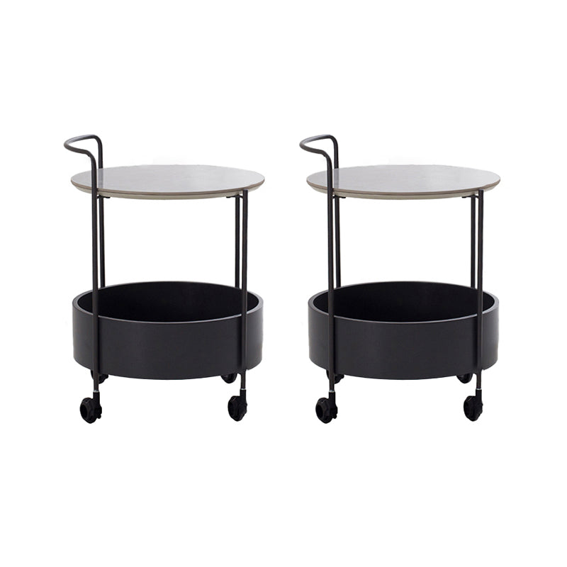 Round Ceramics Top Side Table 24.8" Tall Iron Base End Table with Shelf Grey 2 Clearhalo 'Coffee & Accent Tables' 'End & Side Tables' 'end_side_tables' 'furn' 'furn_end_side_tables' 'Furniture' 'Living Room Furniture' 6552508