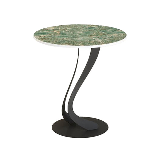 Tavolo laterale di ardesia rotonda contemporanea da 20,5 "tavolino astratto alto