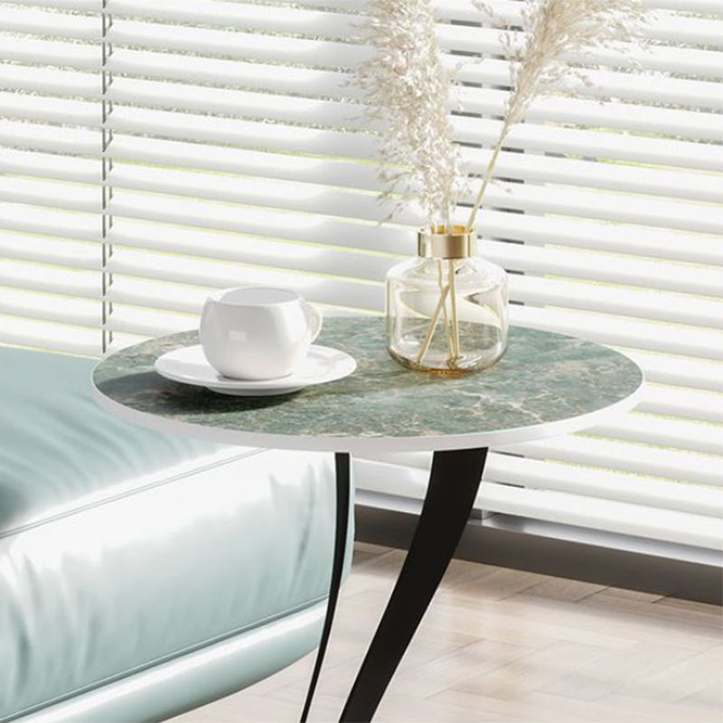 Zeitgenössischer runder Schiefer -Seiten Tabelle 20,5 "hoher abstrakter Endtisch