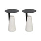 Contemporary Metal Round Side Table Concrete Pedestal End Table