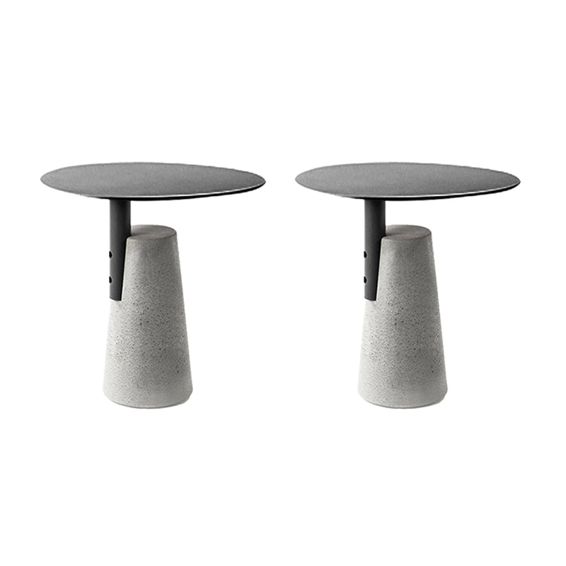 Contemporary Metal Round Side Table Concrete Pedestal End Table