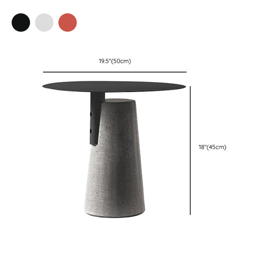 Contemporary Metal Round Side Table Concrete Pedestal End Table