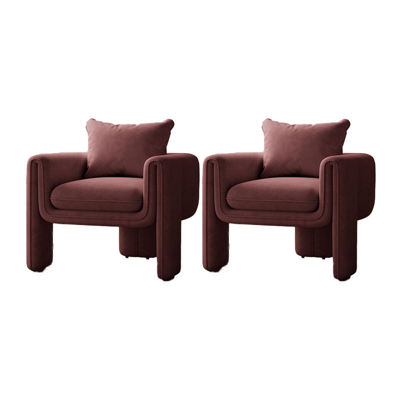 Modern Living Room Accent Armchair Round Arms Sled Arm Chair Camel Velvet 2 Piece Set Clearhalo 'Accent Chairs' 'accent_chairs' 'Chairs & Seating' 'furn' 'furn_accent_chairs' 'Furniture' 'Living Room Furniture' 6552758
