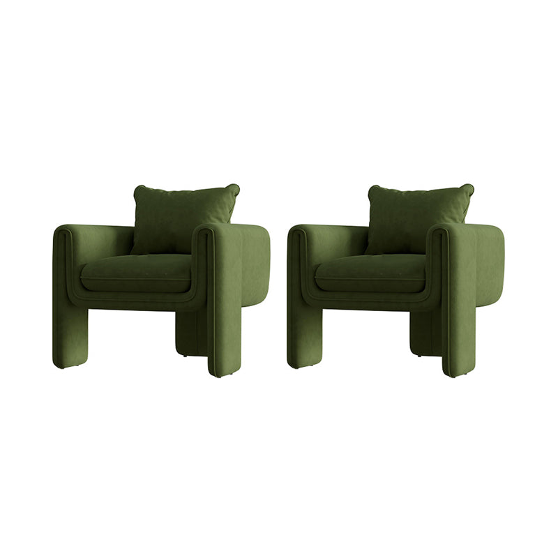 Modern Living Room Accent Armchair Round Arms Sled Arm Chair Army Green Velvet 2 Piece Set Clearhalo 'Accent Chairs' 'accent_chairs' 'Chairs & Seating' 'furn' 'furn_accent_chairs' 'Furniture' 'Living Room Furniture' 6552761
