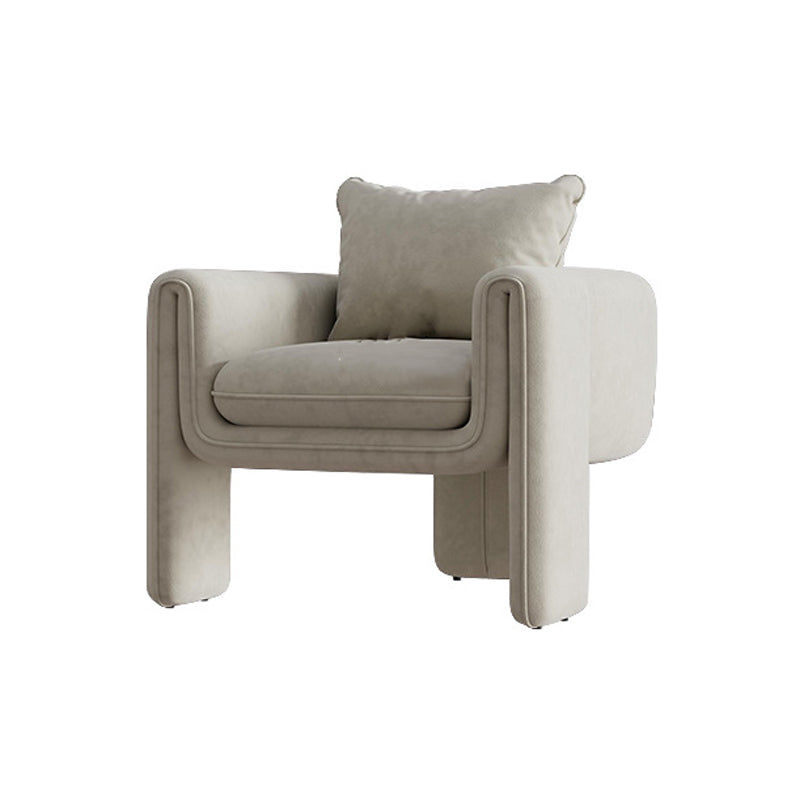 Modern Living Room Accent Armchair Round Arms Sled Arm Chair Off-White Velvet 1 Piece Clearhalo 'Accent Chairs' 'accent_chairs' 'Chairs & Seating' 'furn' 'furn_accent_chairs' 'Furniture' 'Living Room Furniture' 6552767