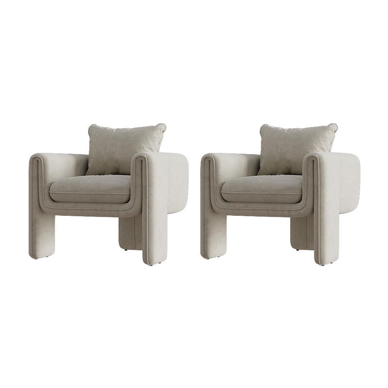 Modern Living Room Accent Armchair Round Arms Sled Arm Chair Off-White Velvet 2 Piece Set Clearhalo 'Accent Chairs' 'accent_chairs' 'Chairs & Seating' 'furn' 'furn_accent_chairs' 'Furniture' 'Living Room Furniture' 6552769