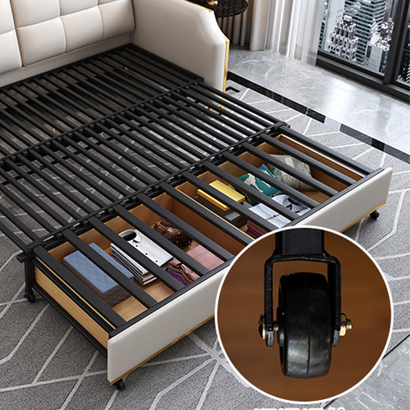 31.49" Tall White Sleeper Sofa Glam Style Biscuit Back Sofa Bed Clearhalo 'furn' 'furn_futons' 'Furniture' 'Futons & Daybeds' 'Futons' 'Living Room Furniture' 6552823