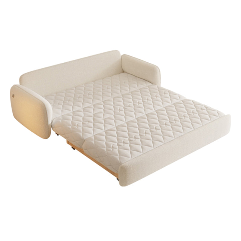 Scandinavian 32.28" Wool Sleeper Sofa Square Arm Sofa Bed in White