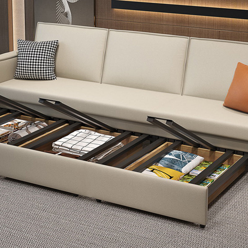 Scandinavian Sofa Bed Faux Leather Sleeper Sofa with Storage Clearhalo 'furn' 'furn_futons' 'Furniture' 'Futons & Daybeds' 'Futons' 'Living Room Furniture' 6552864